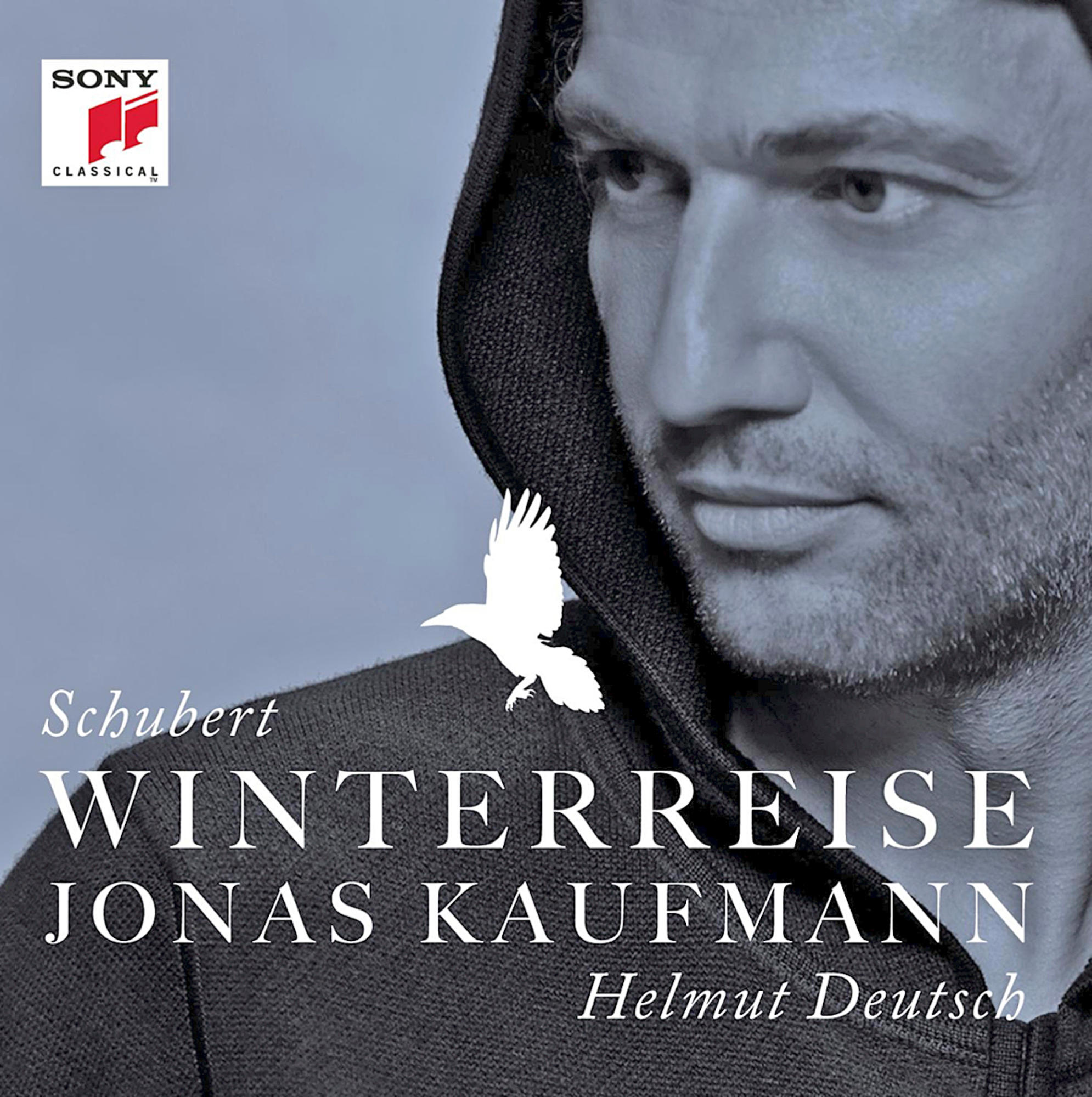 Albumcover mit dem Gesicht eines Mannes und Text auf blauem Hintergrund.