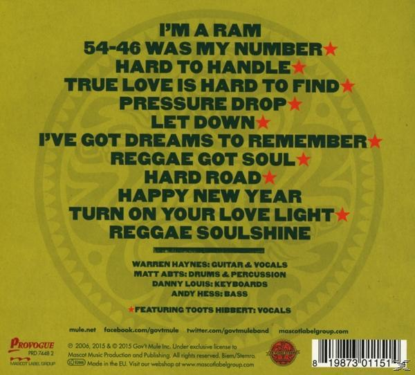 Albumcover mit Songtiteln: I'm a Ram, True Love, Pressure Drop. Gelber Hintergrund.