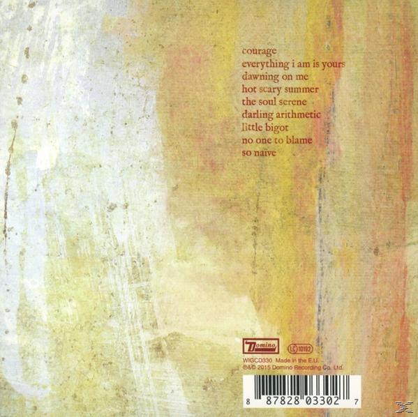 Albumhoes met songteksten op een getextureerde achtergrond, met copyright 2015.