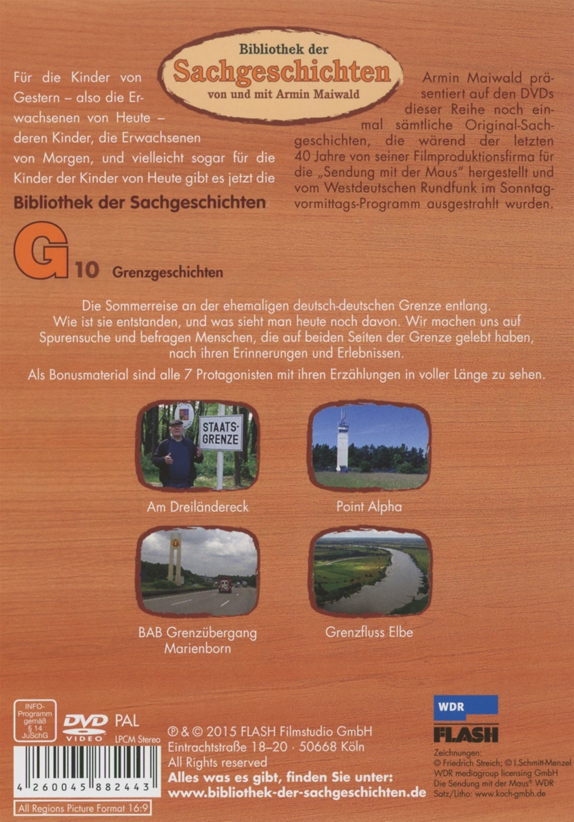 DVD-Rückseite mit Text und Bildern, darunter eine Karte und Landschaftsfotos.