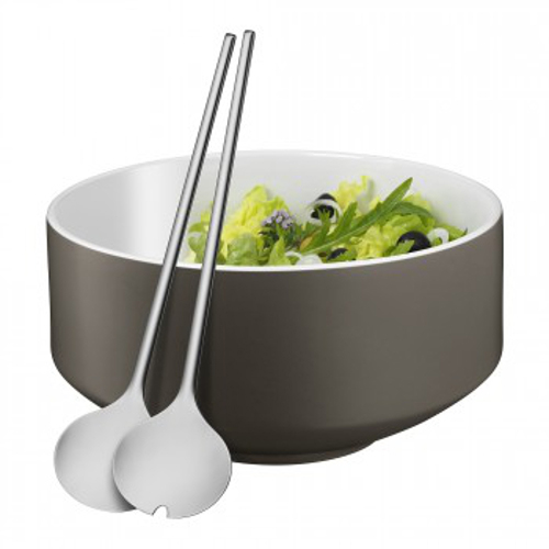 WMF 06.5606.9450 Satin Moto Salatschale Set 3-teilig Lavagrau/Edelstahl