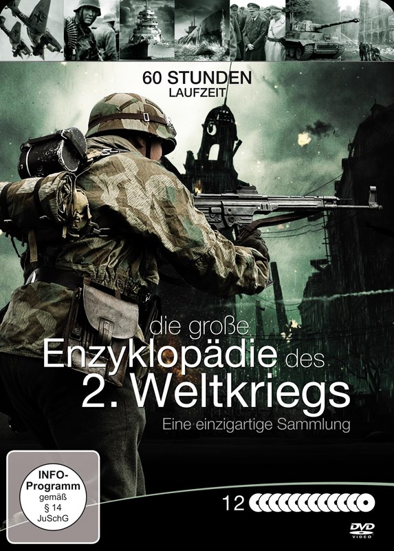 WWII Enzyklopädie DVD-Cover, Soldat im Fokus.