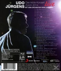 DVD-Cover mit einem Mann auf der Bühne im Hintergrund. Der Text listet die Songtitel von Udo Jürgens auf.