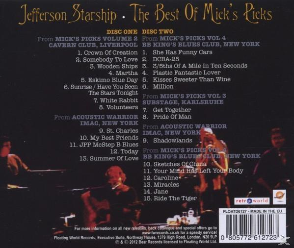 Albumcover mit einer Band auf der Bühne, Text oben und einer Titelliste auf der Rückseite.