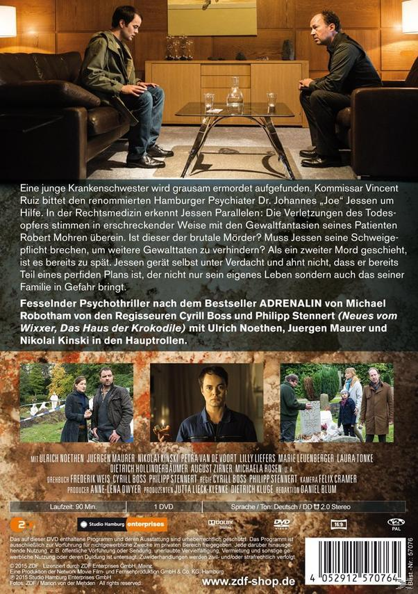 DVD-Cover mit zwei Männern in einem Raum, Text auf Deutsch und Bilder aus dem Film.