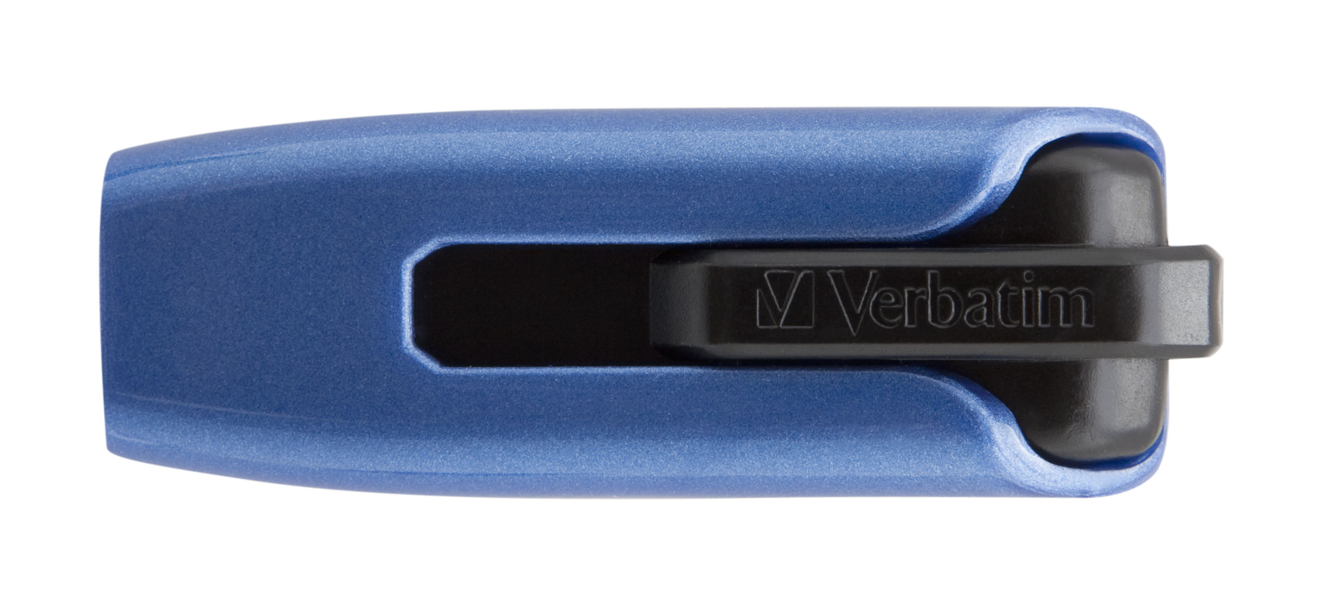 Blaue und schwarze Verbatim USB-Festplatte.