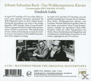 Rückseite eines CD-Covers mit Text über Johann Sebastian Bach und Friedrich Gulda sowie ein Foto von zwei Männern.