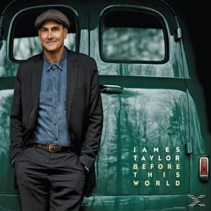 Albumcover mit einem Mann, der neben einem grünen Lastwagen steht. Der Text lautet 'James Taylor'.