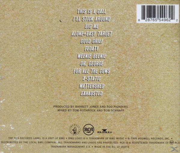 Album-Rückseite mit Titelliste und Text. Weißer Hintergrund.