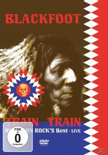 Filmplakat: Blackfoot-Band, indianischer Mann, rot-schwarzes Design.