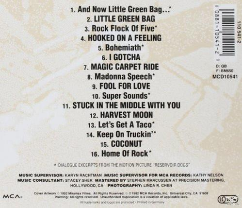 Rückseite einer CD mit Titelliste. Text: And Now Little Green Bag, Stuck In The Middle With You.