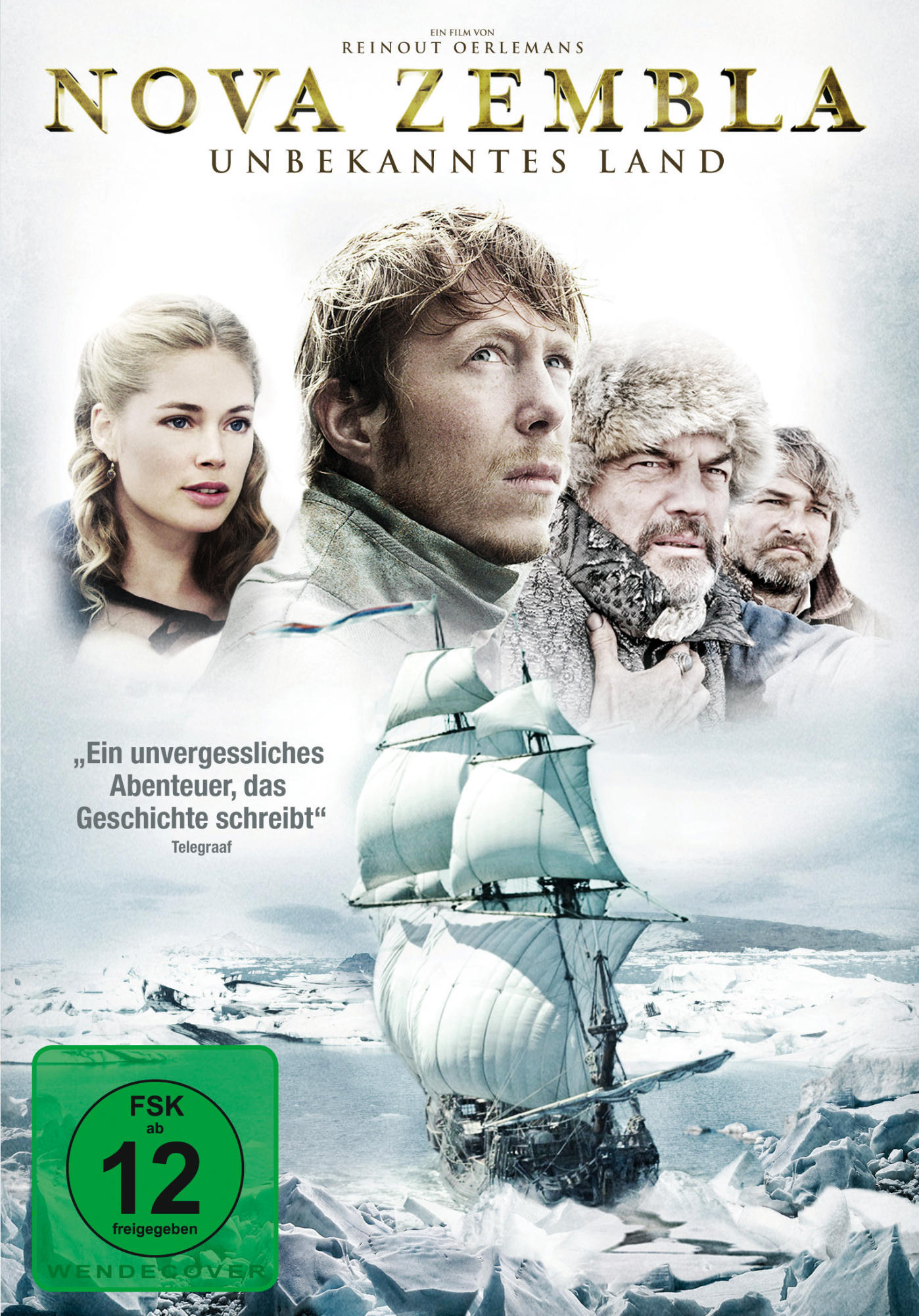 DVD-Cover mit mehreren Schauspielern und einem Schiff auf Eis.