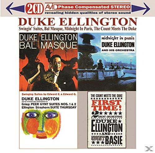 Duke Ellington-t tartalmazó CD-készlet. Több album borítója és szöveg látható a borítón.