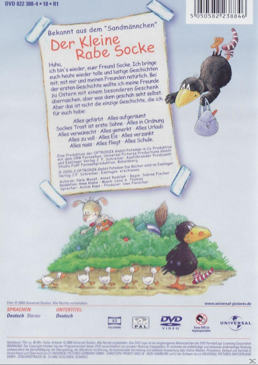 Rückseite der DVD mit einer Cartoon-Krähe und Text auf Deutsch.