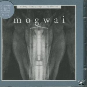 Albumcover für 'Mogwai', grau getöntes Bild von zwei gespiegelten Figuren mit Text.