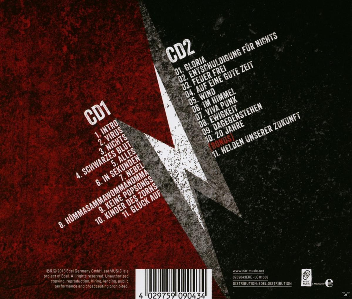 CD-Rückseite mit CD1- und CD2-Titelverzeichnissen.