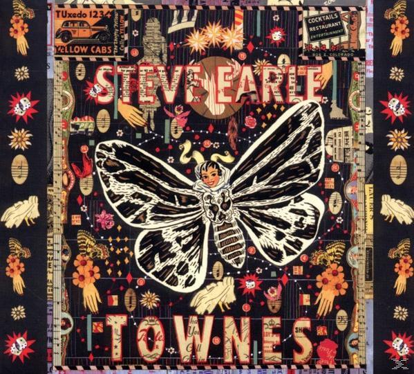 Album borító egy pillangóval, illusztrációval, 'STEVE EARLE' és 'TOWNES' felirattal.
