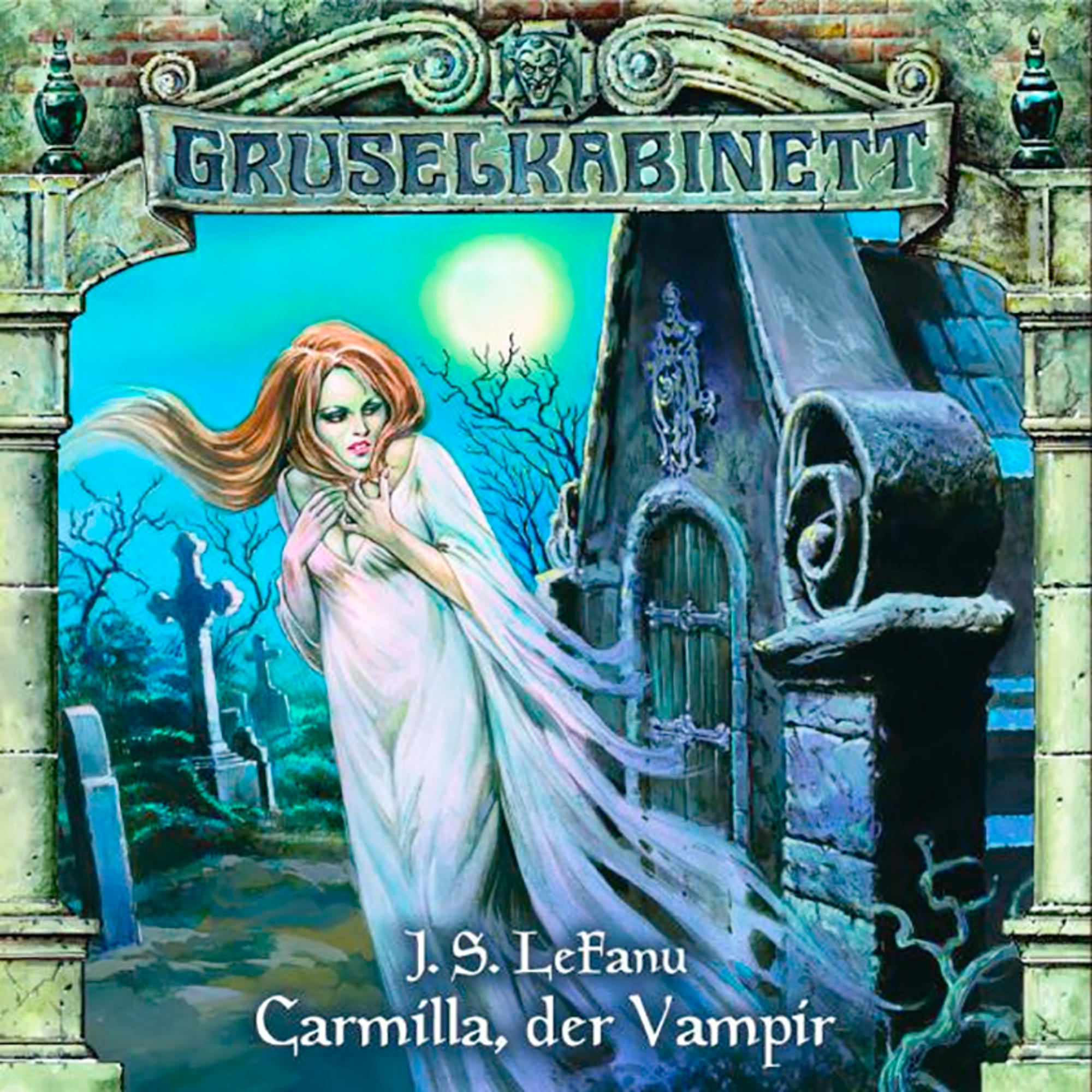 Albumcover, Gruselkabinett, mit einer Frau in einem langen weißen Gewand und dunklem Hintergrund.