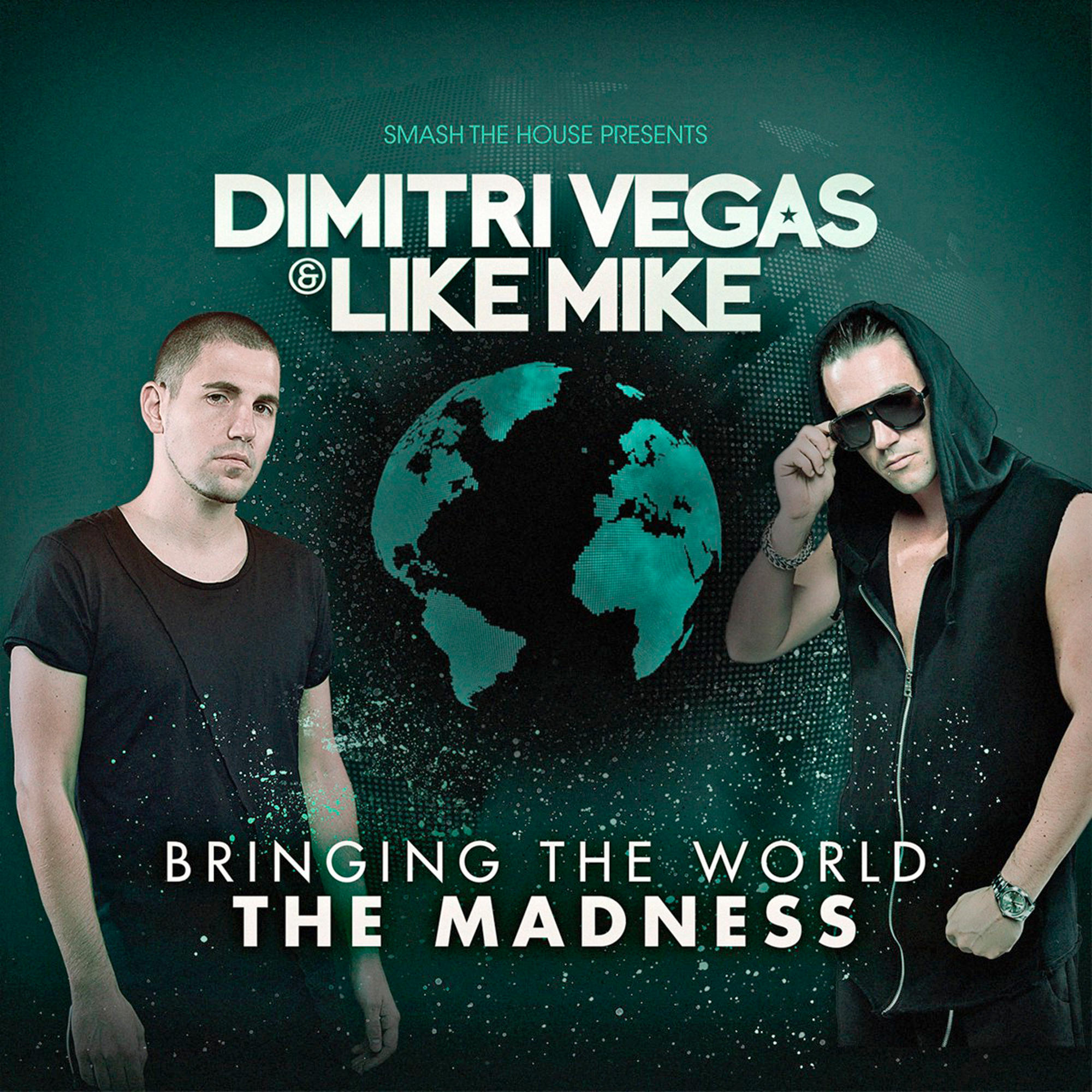 Pochette d'album avec deux hommes, un globe et les mots 'Dimitri Vegas & Like Mike'.