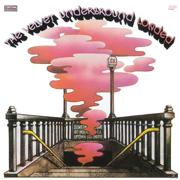 Albumcover für The Velvet Underground Loaded. Enthält ein farbenfrohes Wolken-Design über einer U-Bahn-Eingangsgrafik.