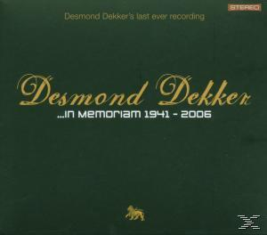 Album borító. Sötétzöld arany szöveggel. Cím: Desmond Dekker...In Memoriam.