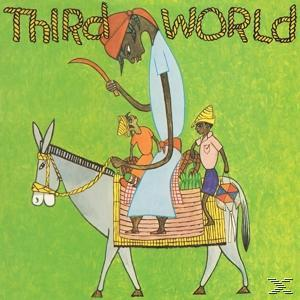 Albumcover: Cartoon von Leuten, die einen Esel reiten, Titel lautet 'Third World' auf grünem Hintergrund.