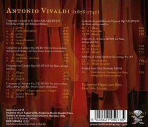 Albumcover mit Text über Antonio Vivaldis Kompositionen. Beige-brauner Hintergrund.