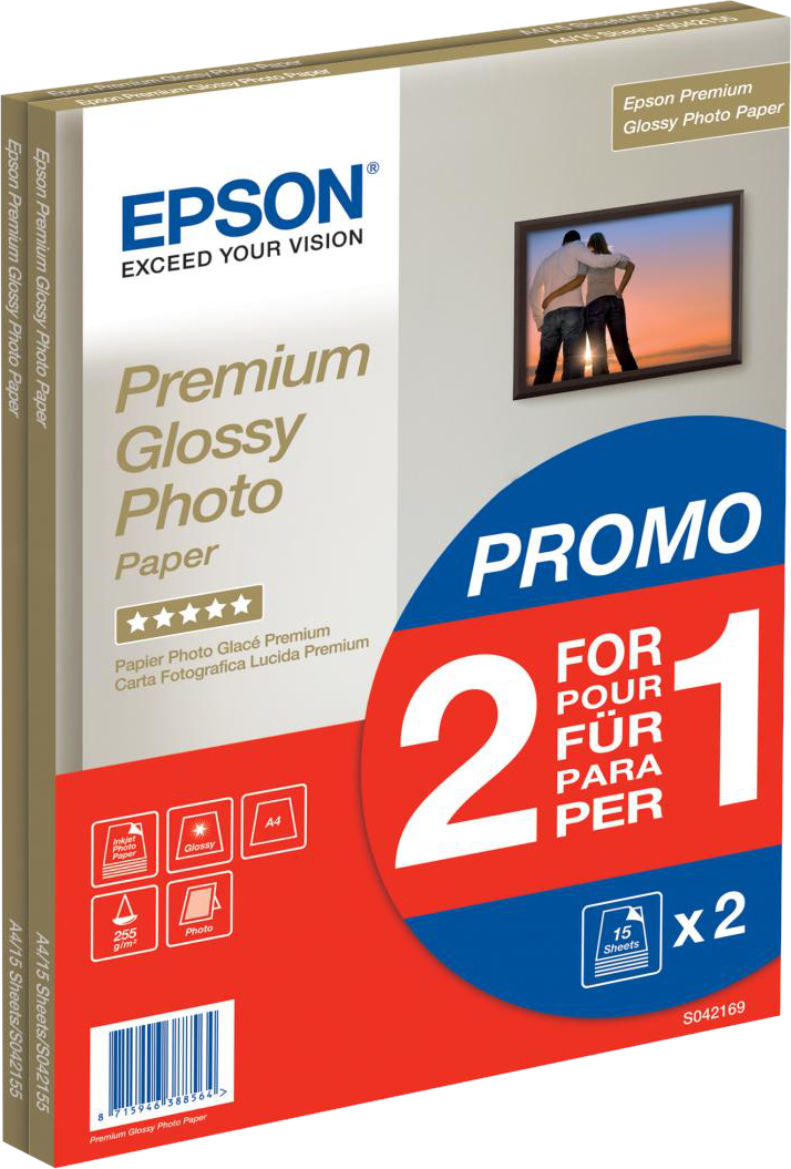 EPSON A4 prémium fényes fotópapír 15+15 lap