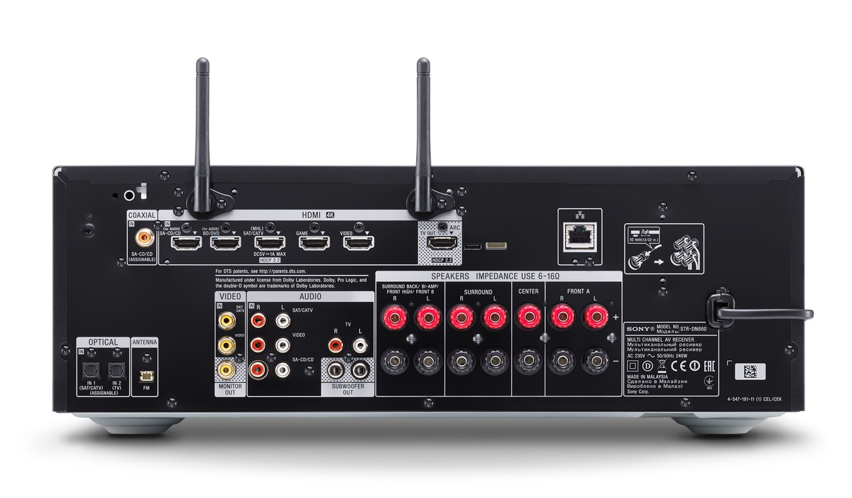 SONY STR-DN860 AV-Receiver (7.2 Kanäle, 150 Watt pro Kanal, Schwarz)