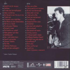 CD-Cover, schwarzer Hintergrund mit Songlisten und einem Bild einer Person, die Gitarre spielt.
