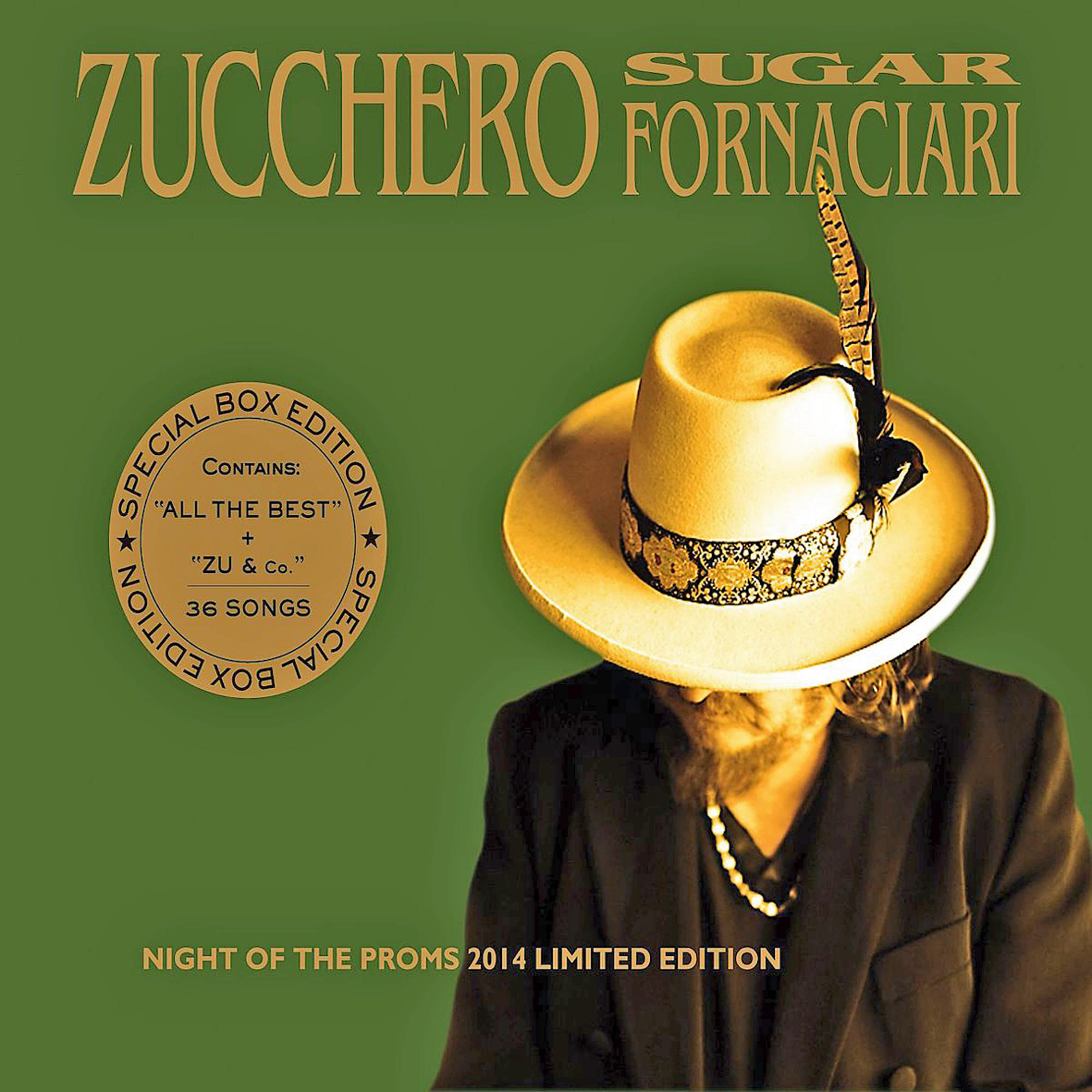 Albumcover mit Zucchero, Hut und Text.