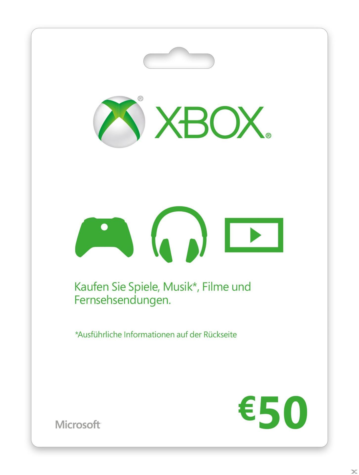 Xbox Live Guthabenkarte 50 EUR - [Multiplattform]