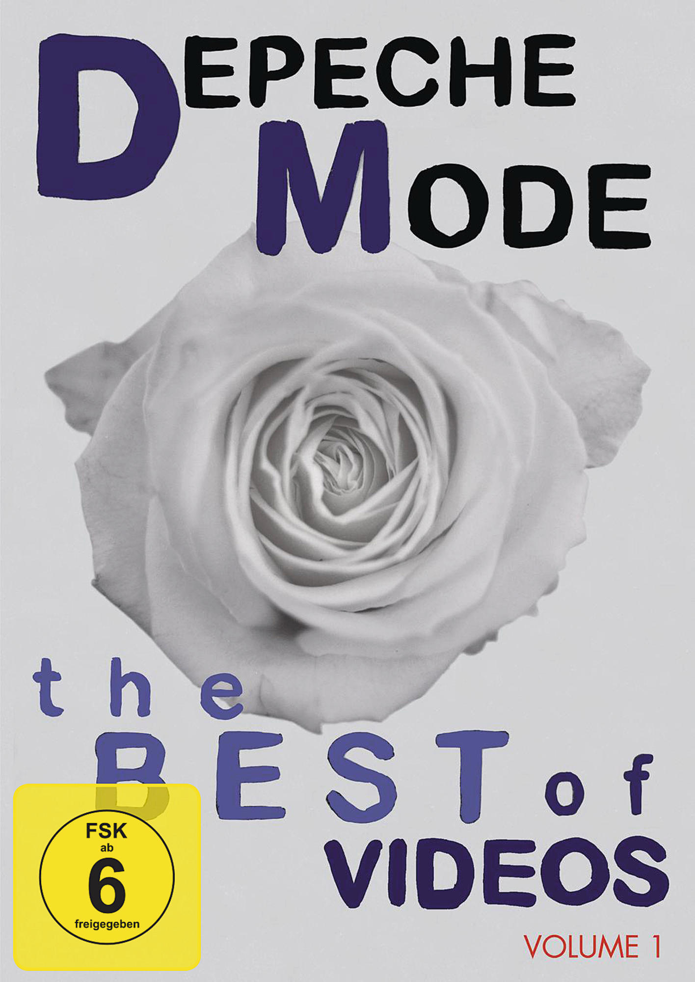 DVD-Cover mit einer Rose und einem lila Text. Der Text lautet "Depeche Mode" und "The Best of Videos".