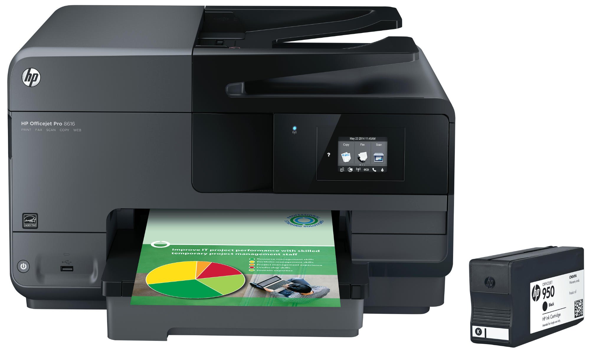 HP Officejet Pro 8616 e-All-in-One Printer+ HP 950 Schwarz Original Tintenpatrone 4-in-1 Tinten-Multifunktionsdrucker