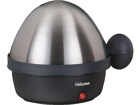 TRISTAR EK-3076 - Bollitore per uova - Adatto a 7 uova - acciaio/nero - Cuociuova (Nero/acciaio temperato)