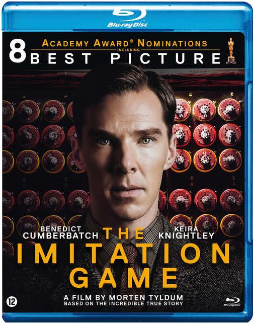 Boîtier DVD avec Benedict Cumberbatch sur la couverture. Titre : The Imitation Game. Bleu et noir.