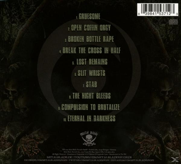CD-Rückseite mit Titelliste und einem Death-Metal-Design.