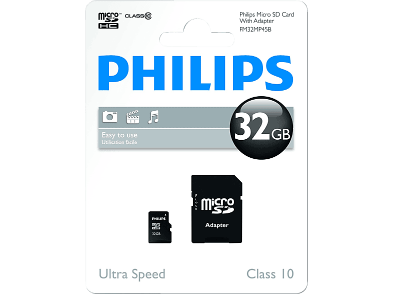 PHILIPS Geheugenkaart microSDHC Class 10 32 GB (FM32MP45B/10)