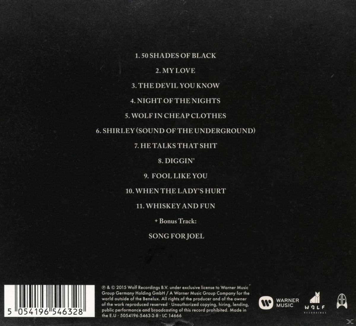 Album-Trackliste, 12 Songs, Künstlername oben, Copyright-Informationen unten. Schwarzer Hintergrund.