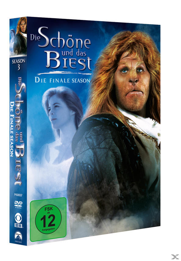 DVD-Cover: 'Die Schöne und das Biest', ein Mann mit Tiergesicht, eine Frau hinter ihm.