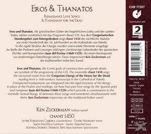 CD-Cover in Englisch und Deutsch mit Text und Credits. 'Eros & Thanatos'.
