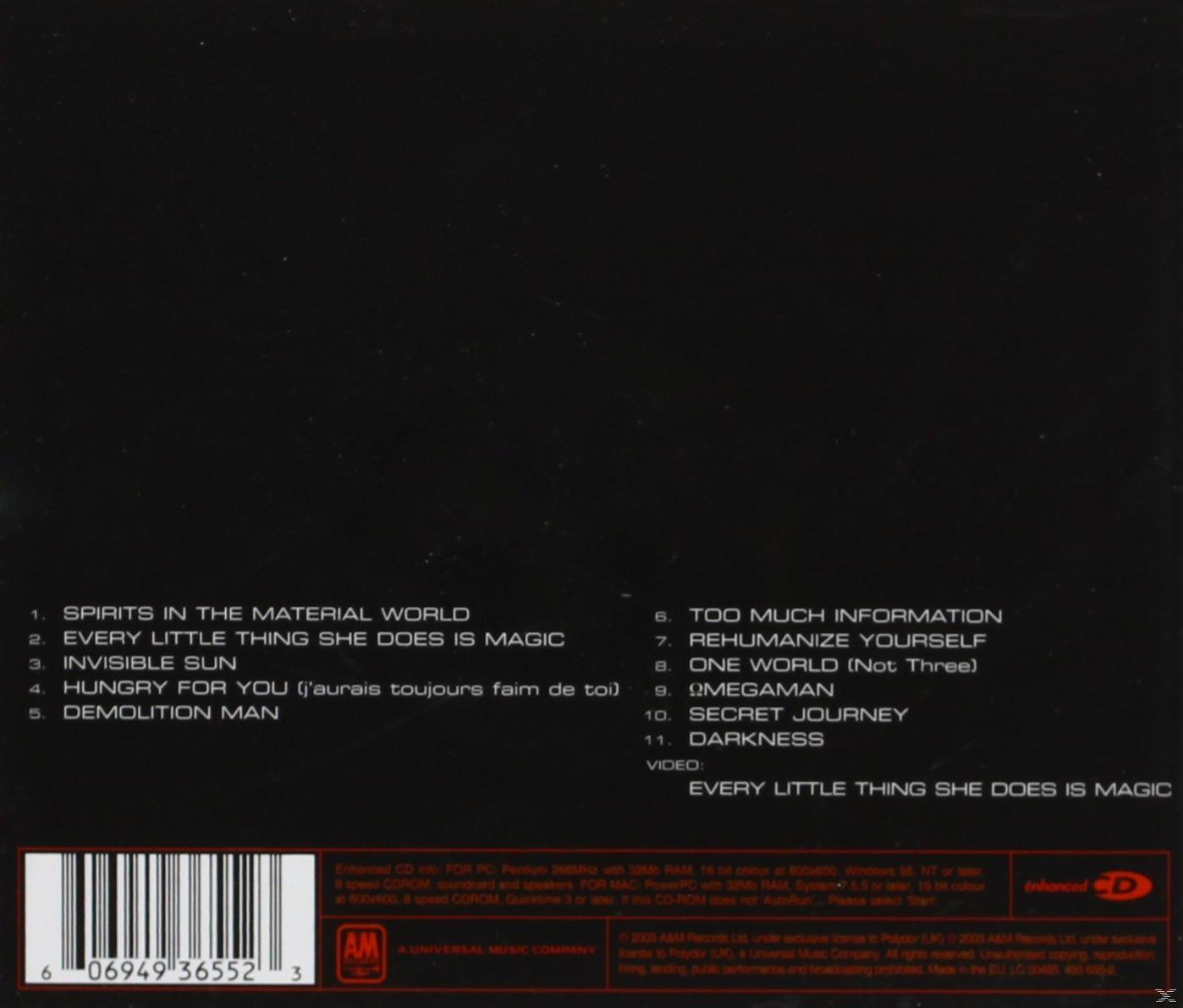 Rückseite einer CD mit Titelliste und Details. Schwarzer Hintergrund mit weißem Text.