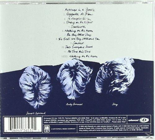 CD hátlapja szöveggel és a The Police 'Message in a Box' című számának listájával.
