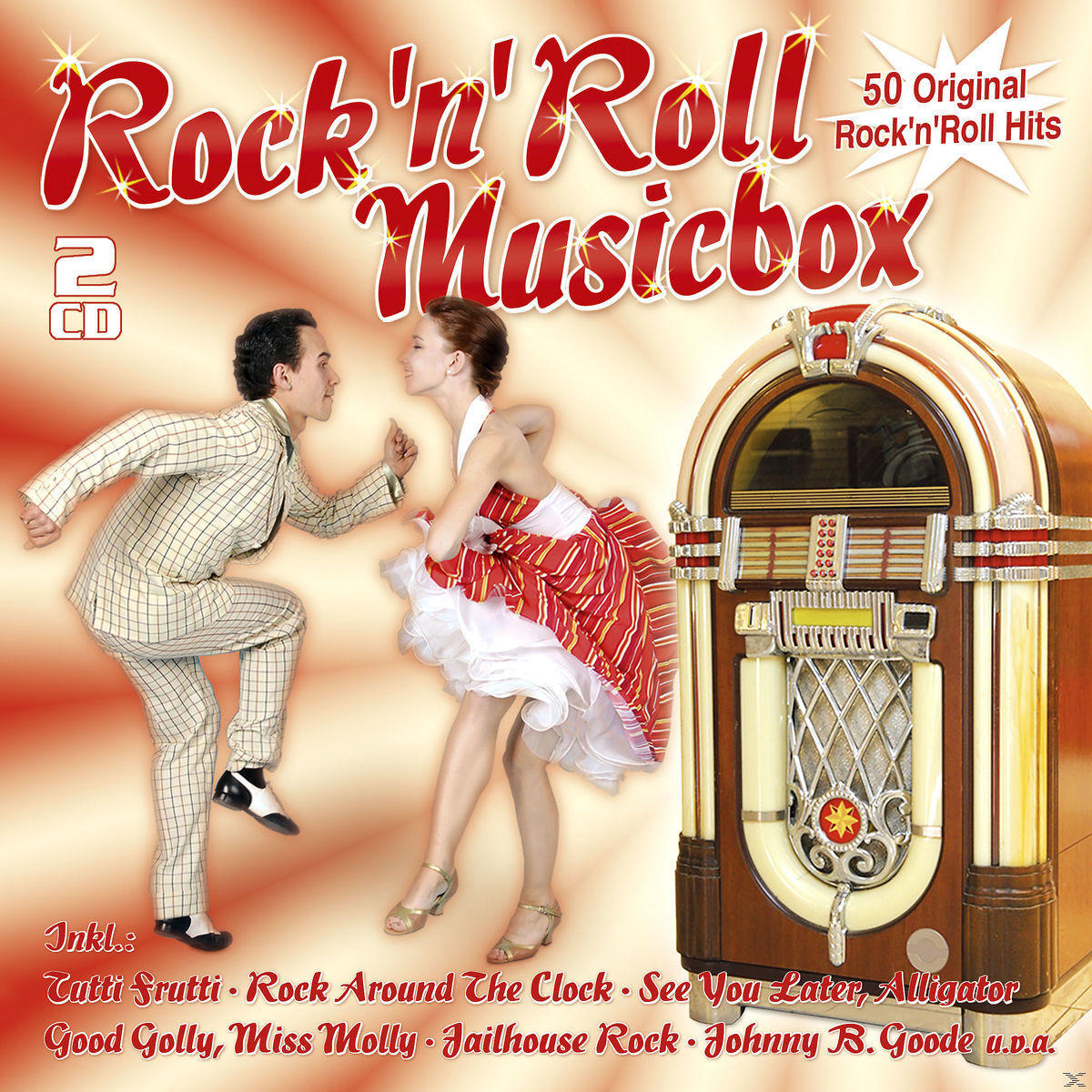 Cover: Ein Paar tanzt in der Nähe einer Jukebox. Text: Rock'n'Roll Musicbox.