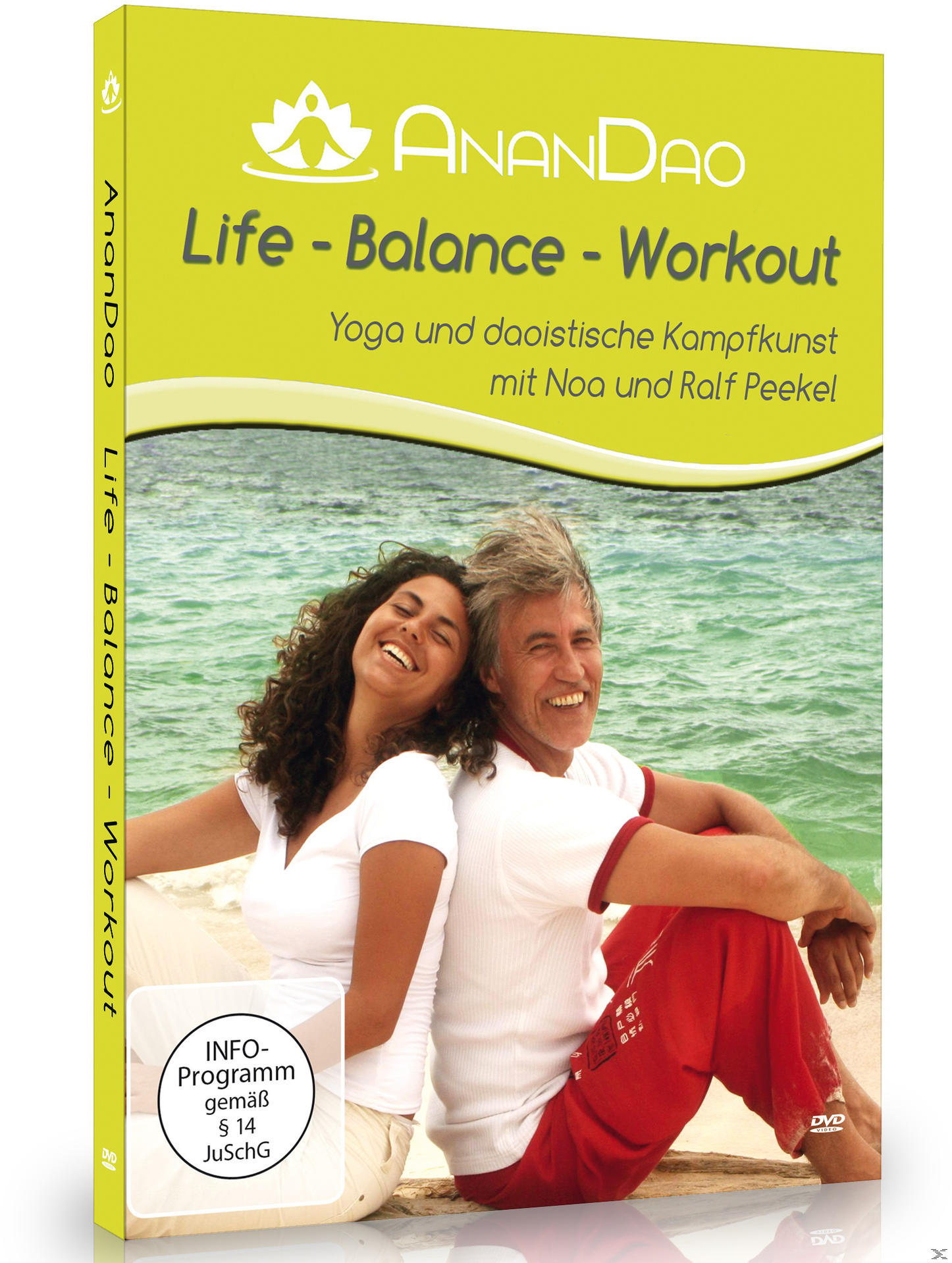 AnanDao DVD-Cover. Ein lächelndes Paar, das Meer im Hintergrund. Life-Balance-Workout-Titel.