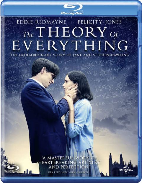 Couverture Blu-ray : Eddie Redmayne et Felicity Jones. Les deux sont proches, avec un fond scientifique.