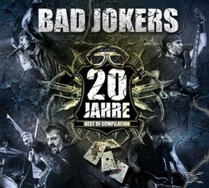 Albumcover mit Bandmitgliedern und den Wörtern 'BAD JOKERS' und '20 JAHRE'.