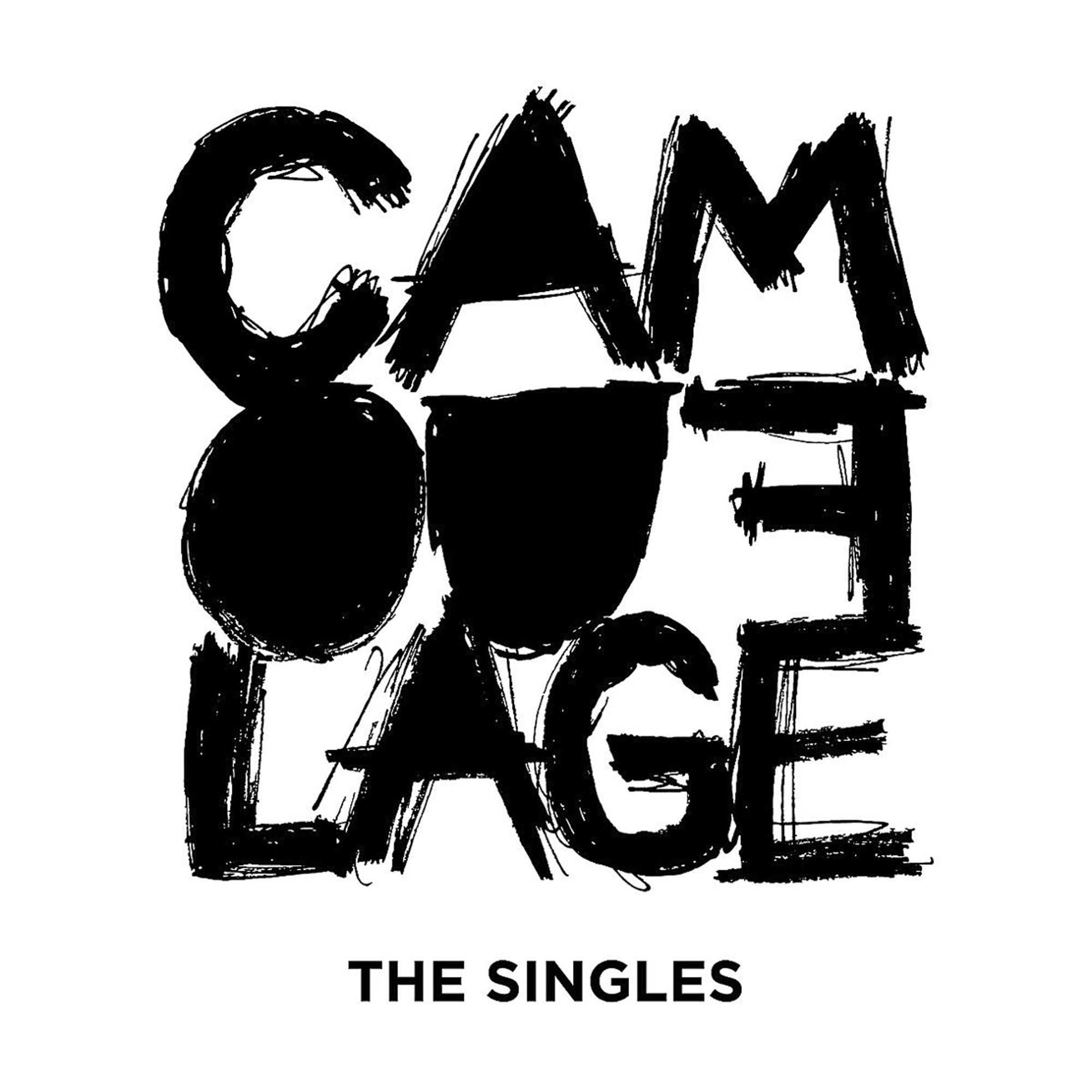 Schwarz-weißes Camouflage-Albumcover, Pinselstrich-Stil, auf weißem Hintergrund, mit dem Text 'The Singles'.
