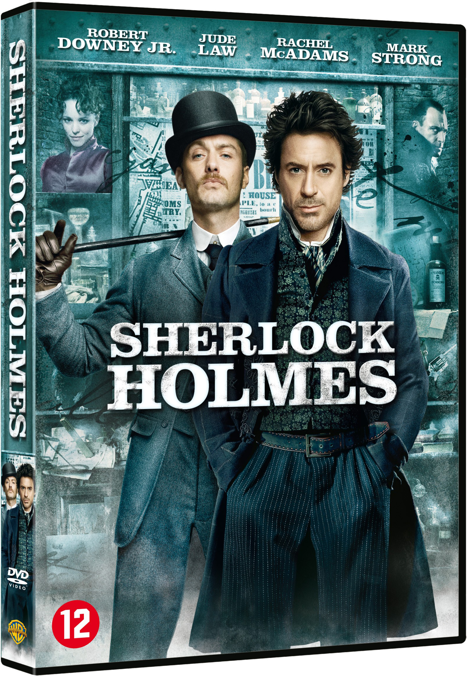 Couverture de film : Acteurs de Sherlock Holmes sur la couverture.