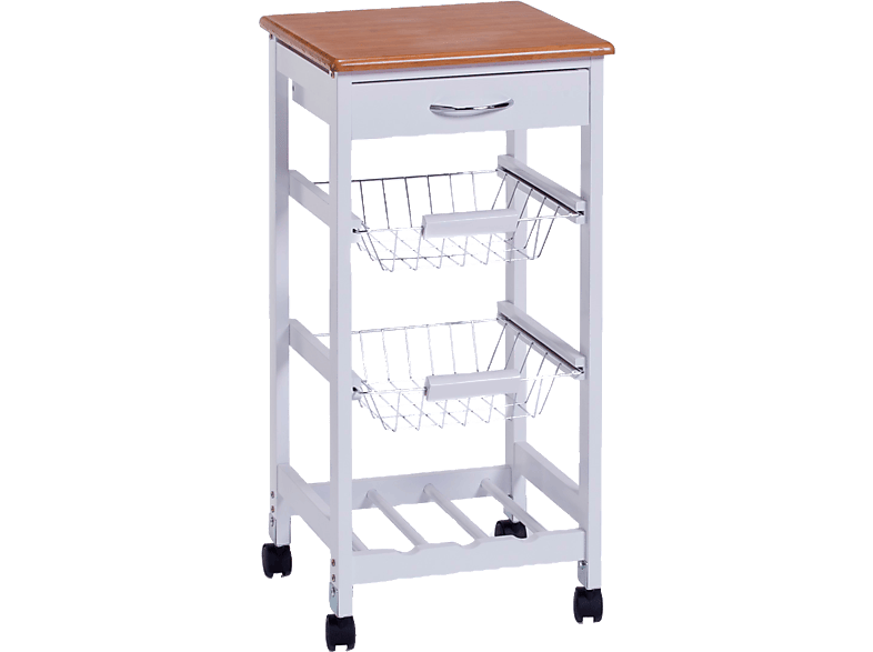 ZELLER 13773 Küchenrollwagen Weiß/Bamboo/Dekor